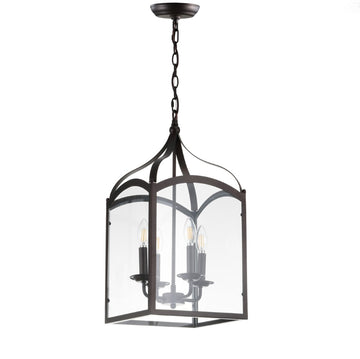 Ruth 11" Traditional Classic Lantern Metal/Glass LED Pendant - JONATHAN Y